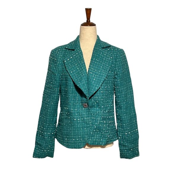 Metrostyle Teal Green Single-Button Blazer - Picture 3 of 11